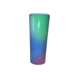 Starbucks Blue Purple Green‎ 24 oz Tumbler Screw Lid Gorgeous